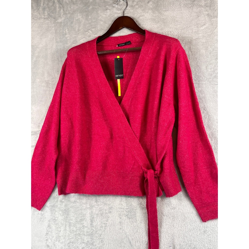 Esmara Womens XL 16/18 Pink Wrap Tie Belted Open Cardigan Long Sleeve NWT